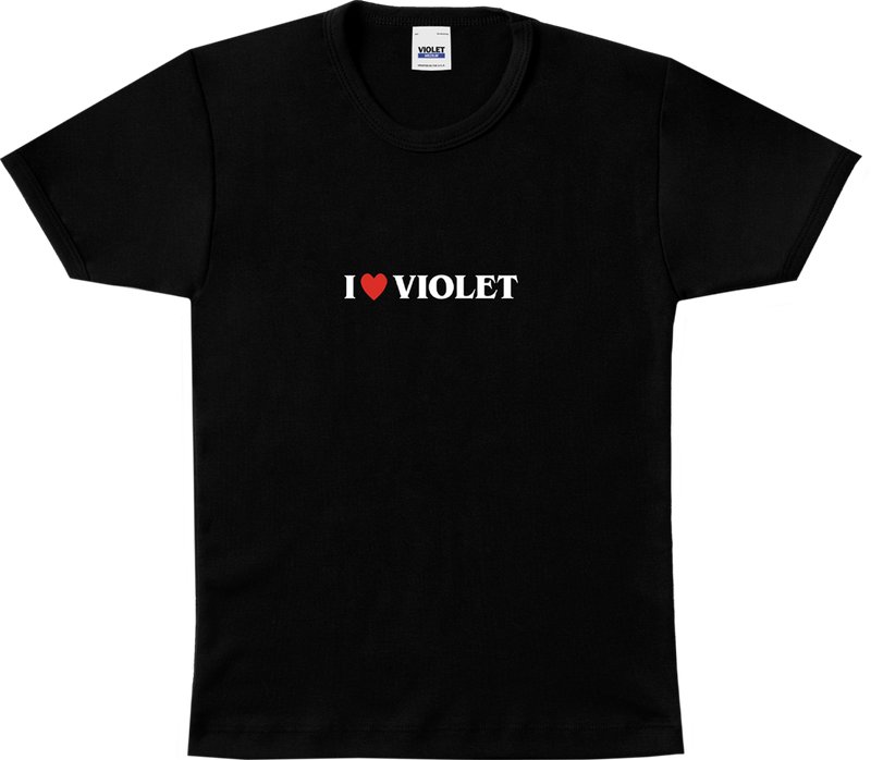 I HEART VIOLET WOMEN'S T-SHIRT BLACK