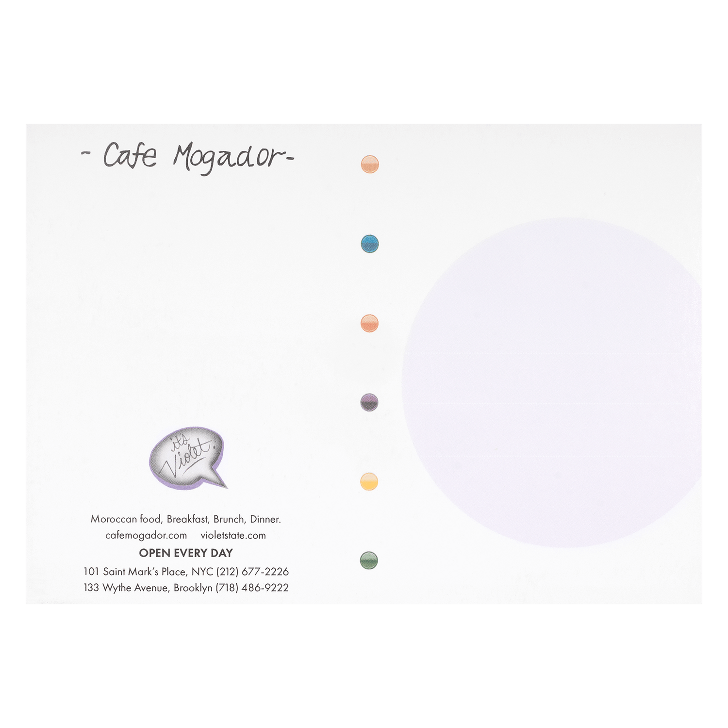 Cafe Mogador x Violet Deck