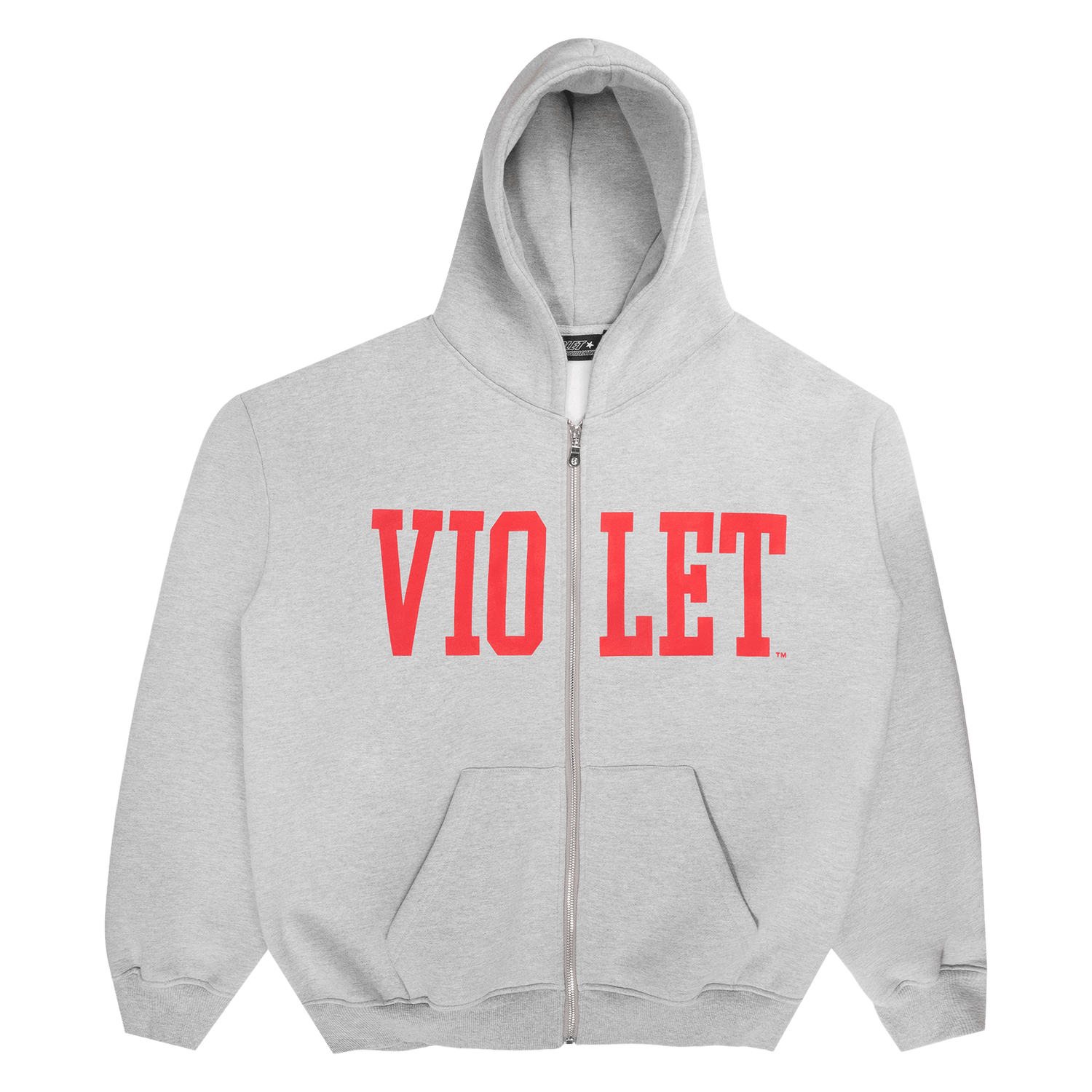 VIOLET x David Enth Zip Hoodie - Grey / Red